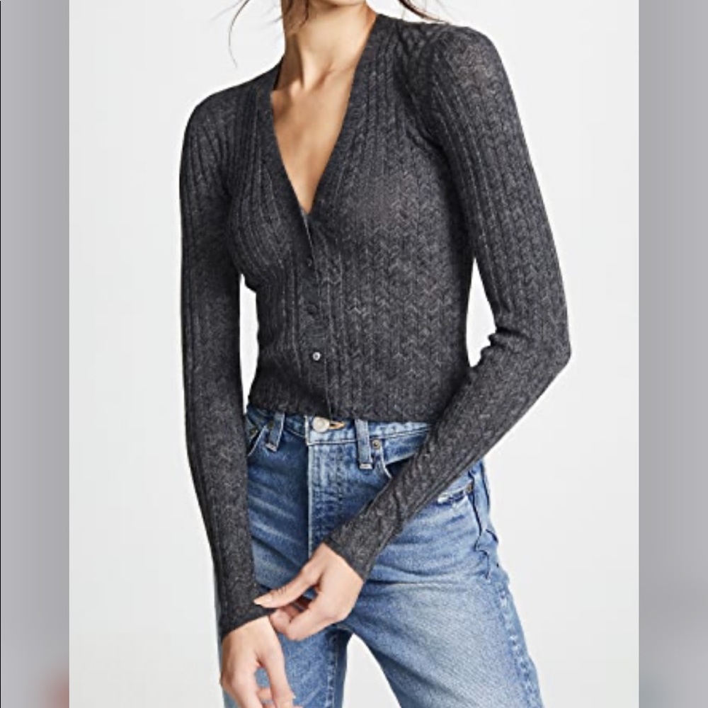 Theory Cropped Wide Rib Cardigan Sz Small …